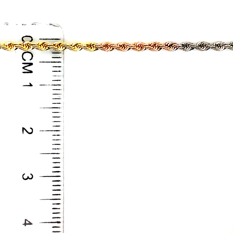 Cadena (cordón) en oro 3 Tonos 10kt. 50cm