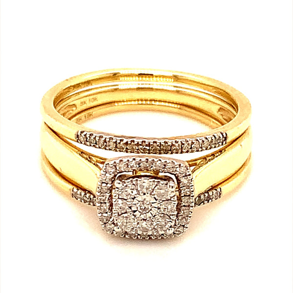 (SOFIA) Set de anillos con diamantes en oro amarillo 10k  ANTES: $759.00