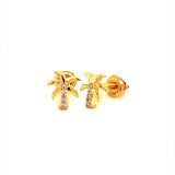 (SOFIA) Aretes (palmera) con diamantes en oro amarillo 10k  ANTES: $149.00