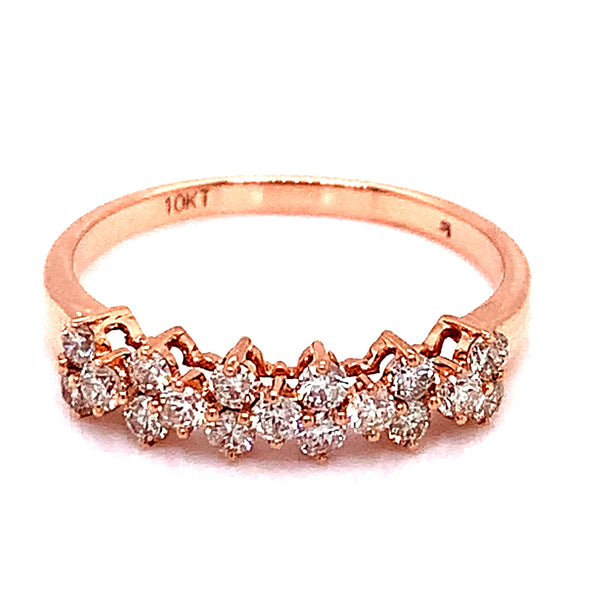 (SOFIA) Anillo con diamantes en oro rosado 10k