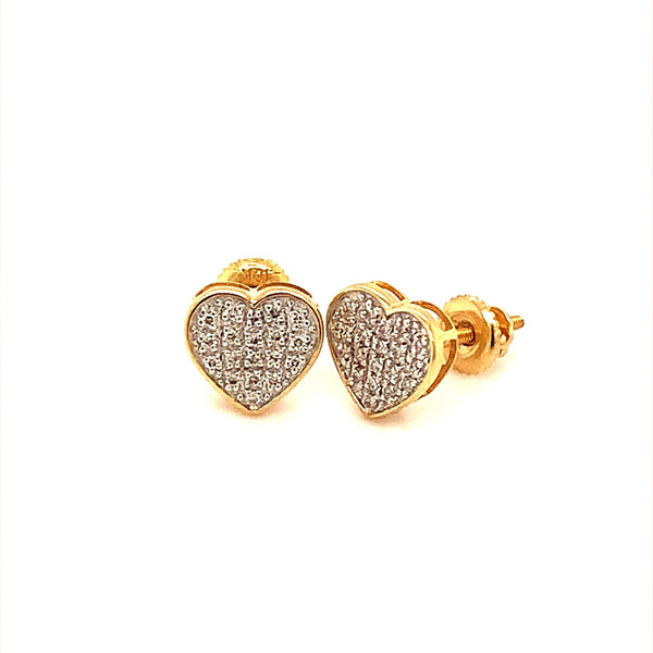 (SOFIA) Aretes (corazón) con diamantes en oro amarillo 10kt