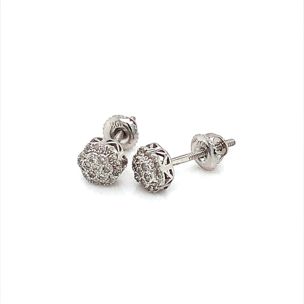 (SOFIA) Aretes (flor) con diamantes en oro blanco 10kt  ANTES: $229.00