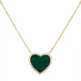 Collar (corazón verde con circones) en oro amarillo 10kt. 43/45cm