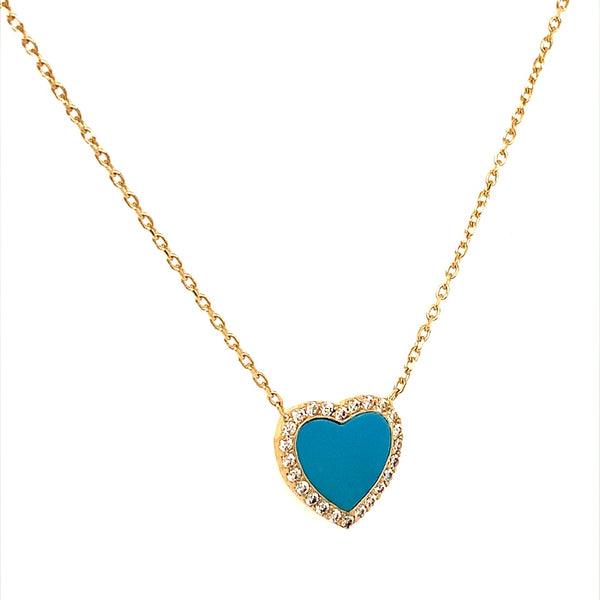Collar (corazón azul con circones) en oro amarillo 10kt. 43/45cm
