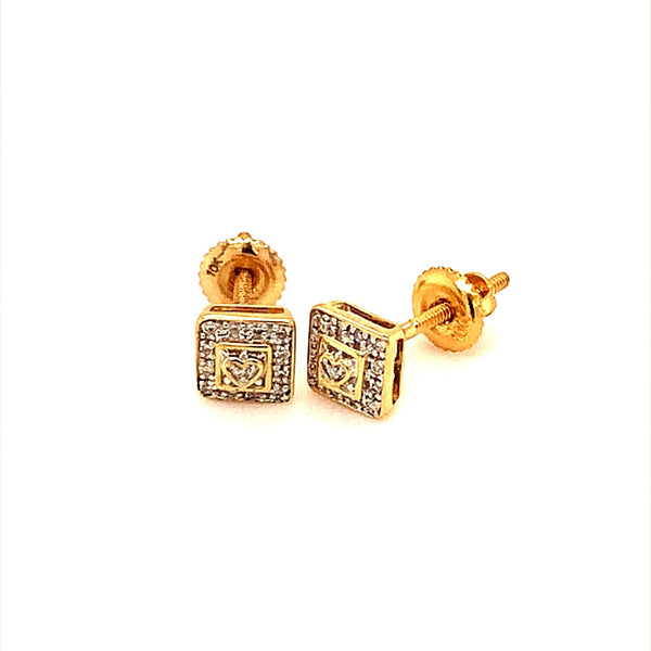 (SOFIA) Aretes (cuadrado) con diamantes en oro amarillo 10kt  ANTES: $149.00