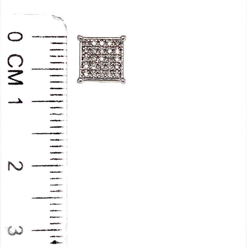 (SOFIA) Aretes (cuadrado) con diamantes en oro blanco 10kt