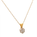 (SOFIA) Collar (flor) con diamantes en oro amarillo 10kt.