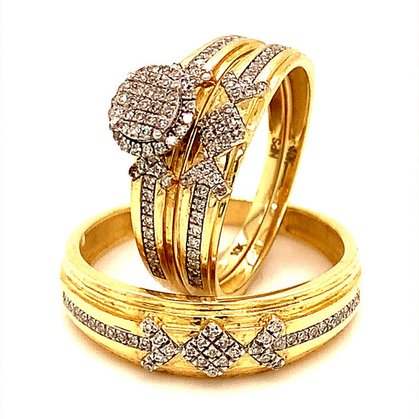 (SOFIA) Trío de anillos con diamantes en oro amarillo 10k  ANTES: $1,129.00