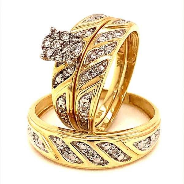 (SOFIA) Trío de anillos con diamantes en oro amarillo 10k  ANTES: $899.00