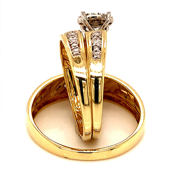 (SOFIA) Trío de anillos con diamantes en oro amarillo 10k  ANTES: $899.00