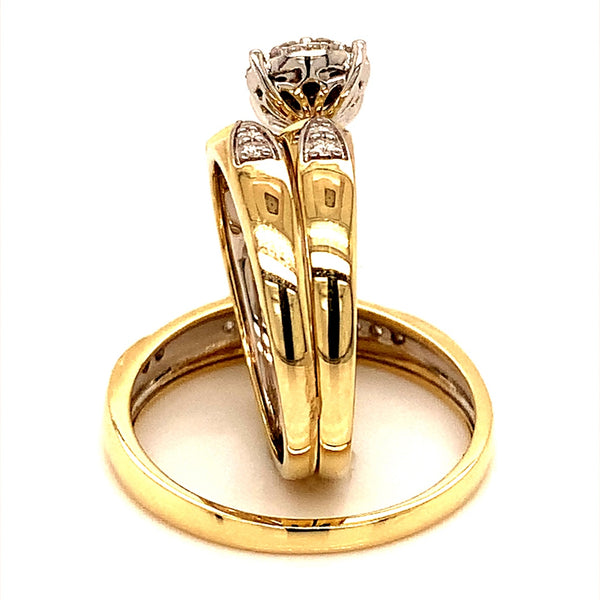 (SOFIA) Trío de anillos con diamantes en oro amarillo 10k  ANTES: $1,299.00