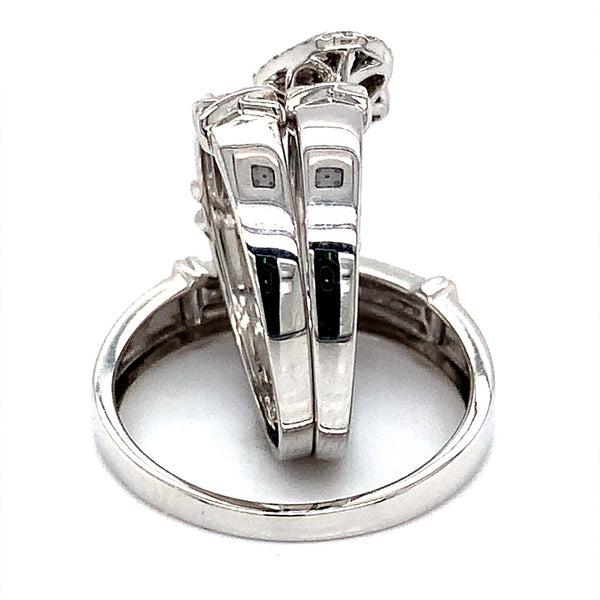 (SOFIA) Trío de anillos con diamantes en oro blanco 10k