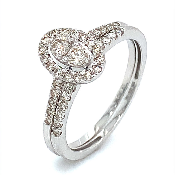 (SOFIA) Set de anillos de diamantes en oro blanco 10Kt