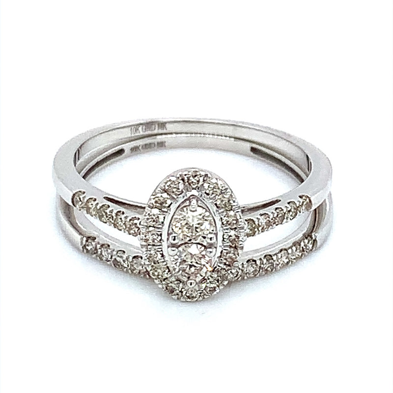 (SOFIA) Set de anillos de diamantes en oro blanco 10Kt