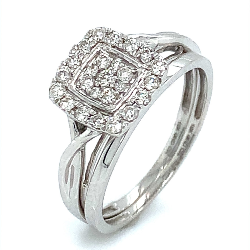 (SOFIA) Set de anillos de diamantes en oro blanco 10Kt.
