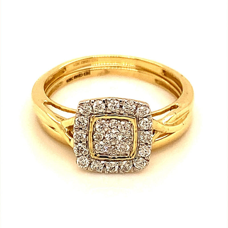 (SOFIA) Set de anillos de diamantes en oro amarillo 10Kt
