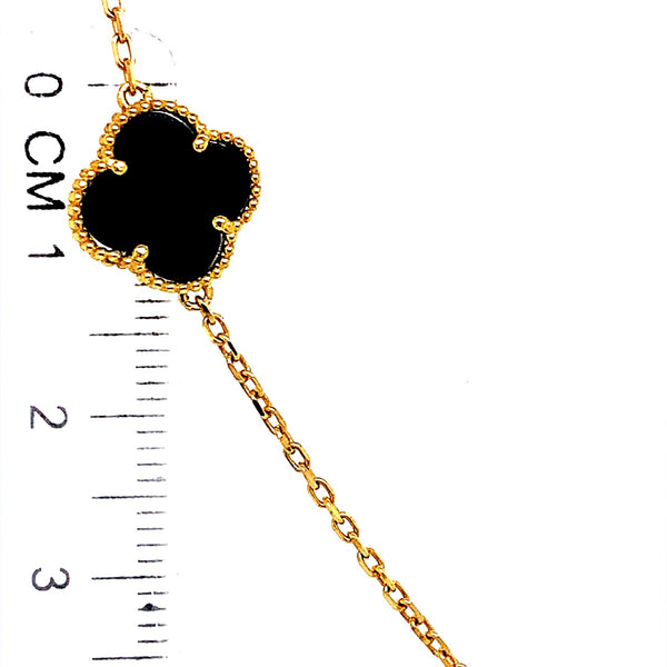 Collar (trébol negro) en oro amarillo 18k.  45cm