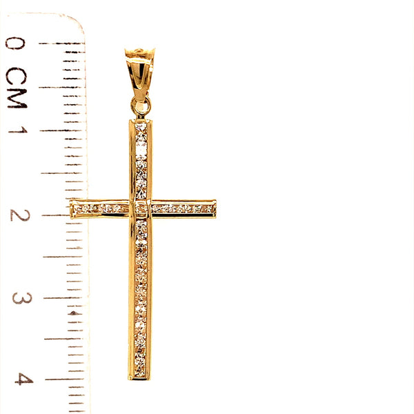 Dije (cruz) con circones en oro amarillo 10k