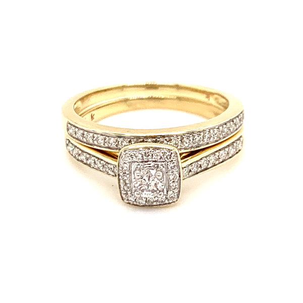 (SOFIA) Set de anillos con diamantes en oro amarillo 10k  ANTES: $799.00
