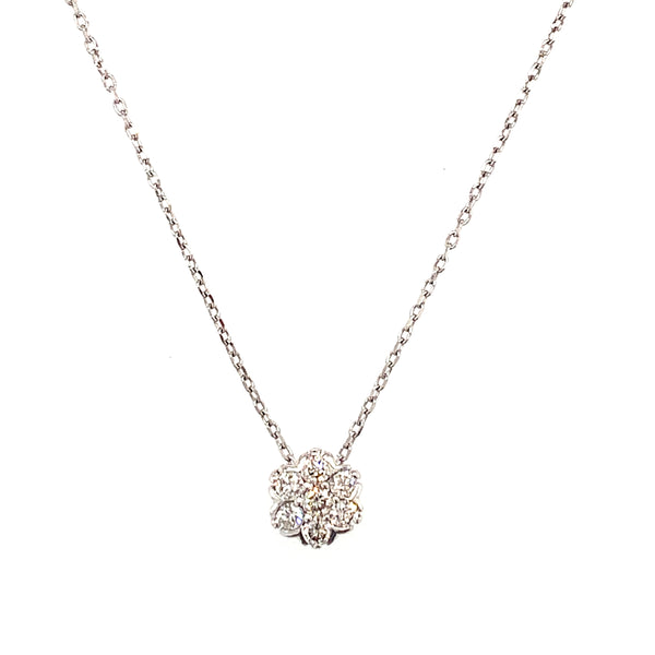 (SOFIA) Collar (flor) con diamantes en oro blanco 10kt.  ANTES: $399.00