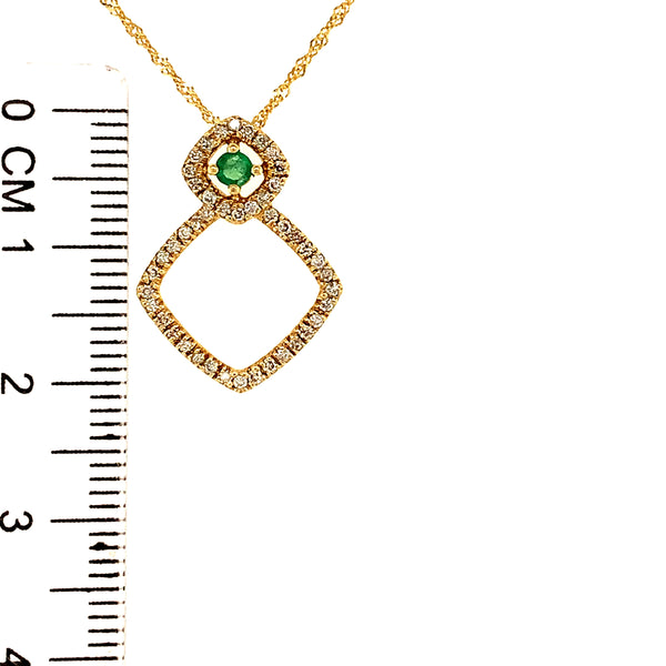 Collar de esmeralda con diamantes en oro amarillo 14k  ANTES: $599.00