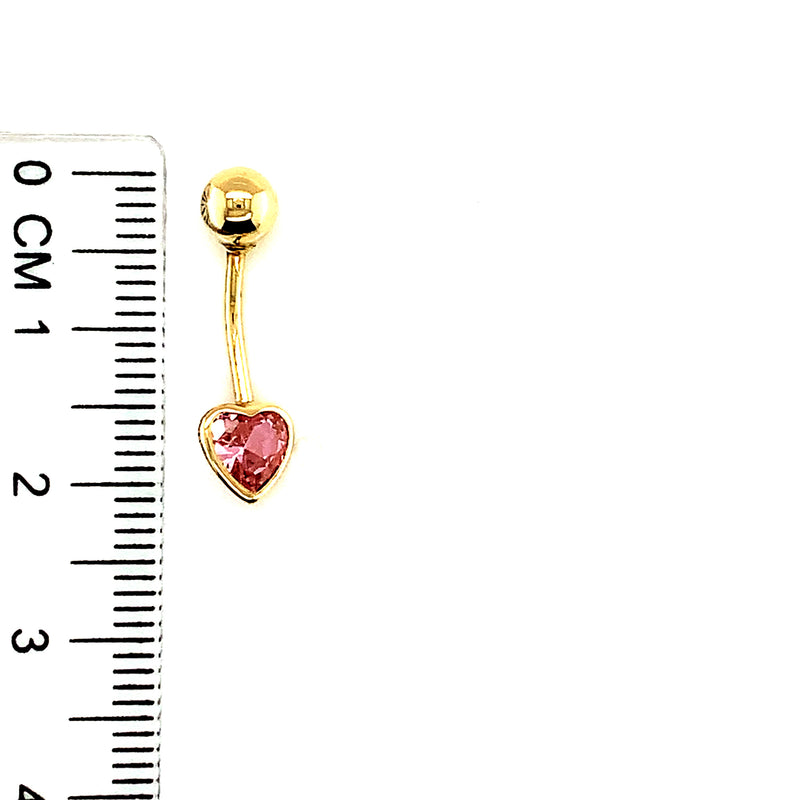 Piercing de ombligo (corazón) en oro amarillo 10kt.