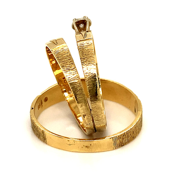 (MIA) Trío de anillos con diamante en oro amarillo 18kt  ANTES: $995.00