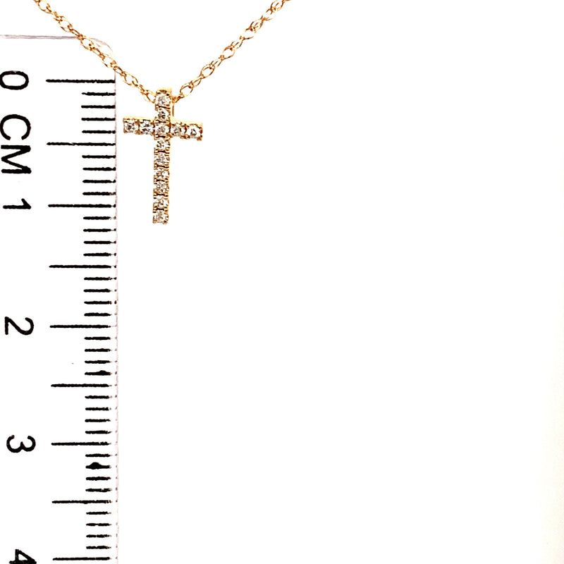 Collar (cruz) con diamantes en oro amarillo 14k. 45CM