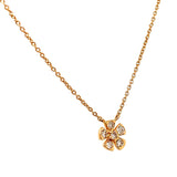 Collar (flor) con diamantes en oro amarillo 14k. 40/46CM