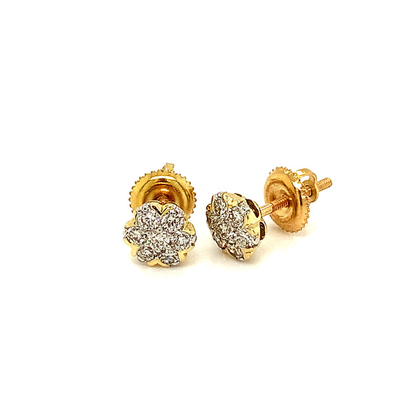 (SOFIA) Aretes (flor) con diamantes oro amarillo 10Kt.  ANTES: $499.00