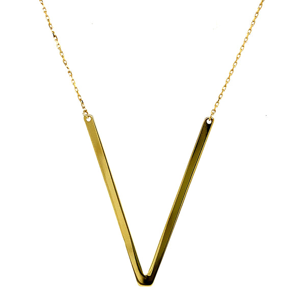 Collar con inicial (V) en oro amarillo 10kt. 40cm