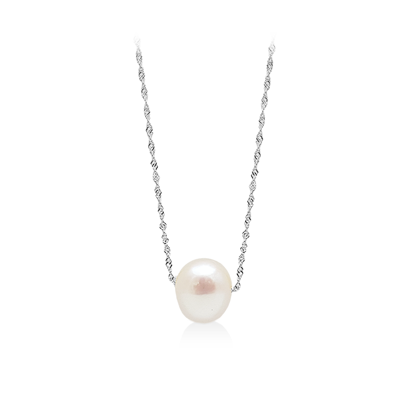 Collar de perlas en oro blanco 14Kt. 45cm