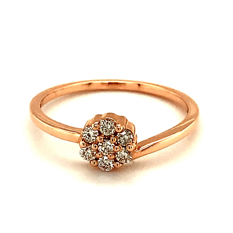 (SOFIA) Anillo (1 flor) con diamantes en oro rosado 10k