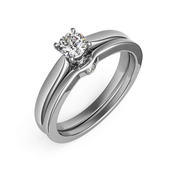 (SOFIA) Set de anillos con diamantes en oro blanco 10k  ANTES: $849.00