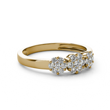 (SOFIA) Anillo (3 flores) con diamantes en oro amarillo 10k