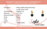 (SOFIA) Aretes de diamantes blancos y azules en oro amarillo 10k