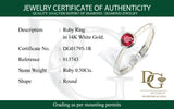 Anillo con rubí en oro blanco 14KT
