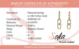 (SOFIA) Aretes (Paperclip) con diamantes en oro amarillo 10k