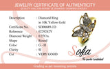 (SOFIA) Anillo (mariposa) con diamantes en oro amarillo 10k