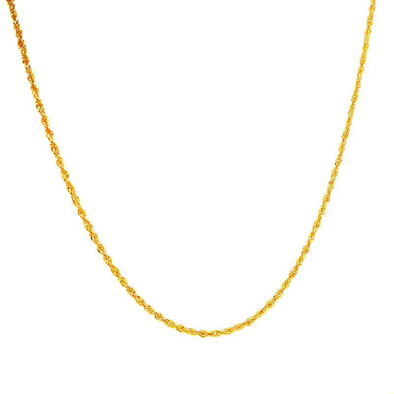 Cadena (hueca Cordón) 50CM en oro amarillo 18k