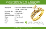 (LD) Set de anillos con diamantes de laboratorio en oro amarillo 14kt.