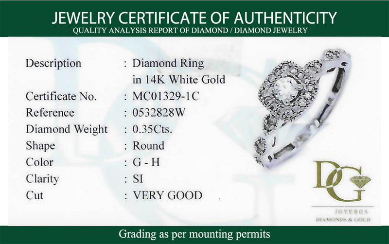 (ND) Anillo con diamantes en oro blanco 14k