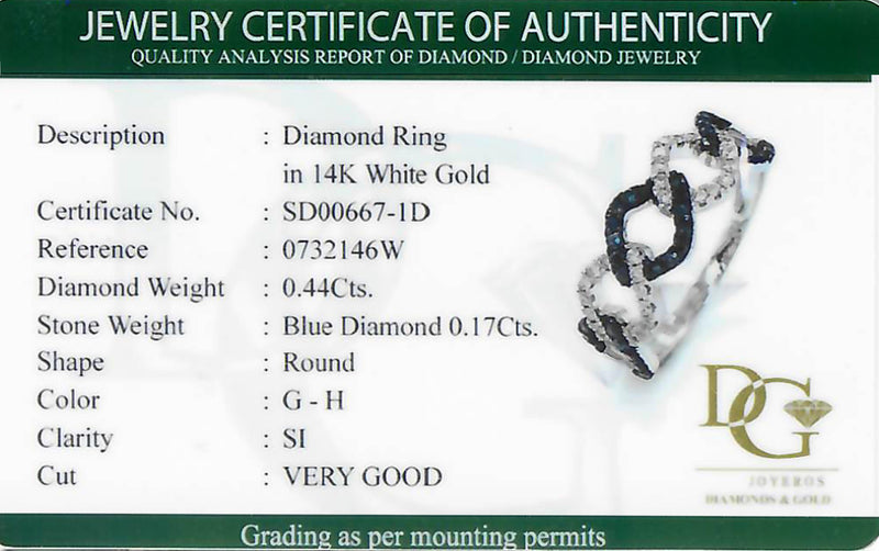 (ND) Anillo con diamantes en oro blanco 14k