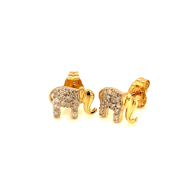 Aretes con diamantes en oro amarillo 14kt.