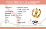 (SOFIA) Huggies con diamantes en oro amarillo 10k.