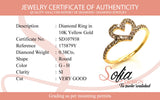 (SOFIA) Anillo (corazón) con diamantes en oro amarillo 10k