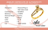 (SOFIA) Anillo (corazón) con diamantes en oro amarillo 10k