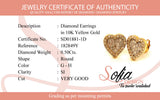 (SOFIA) Aretes (corazón) con diamantes en oro amarillo 10kt.