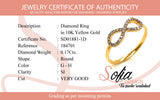 (SOFIA) Anillo (infinito) con diamantes en oro amarillo 10k