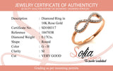 (SOFIA) Anillo con diamantes en oro rosado 10kt. D-0.17CTS.